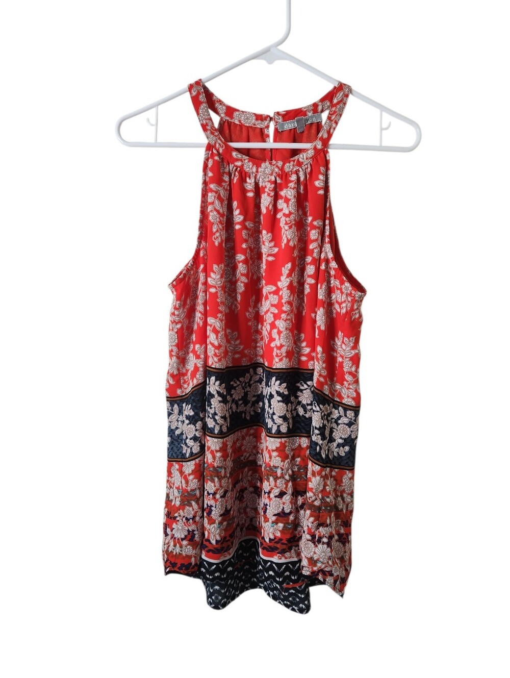 Daniel Rainn Red & Blue Floral Halter Top